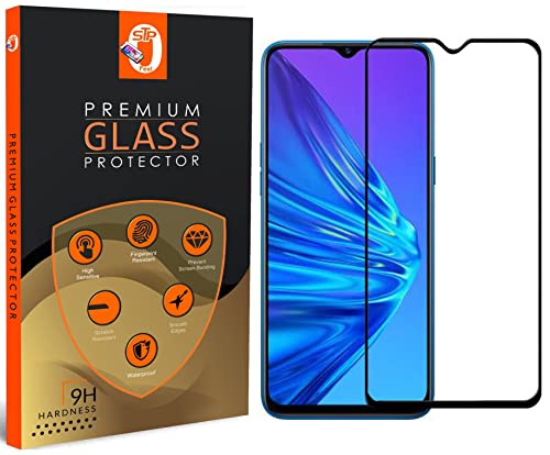 Image of STP FEEL Tempered Glass Screen Protector Compatible for Realme 5 / Realme 5S / Realme 5i (6.5 Inch) HD Clear, Bubble-Free, Anti-Scratch Full Protection Durable Tempered Glass (Black, Pack of 1)