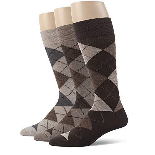 Men’s Argyle Dress Socks, Combed Cotton, Pack of 3