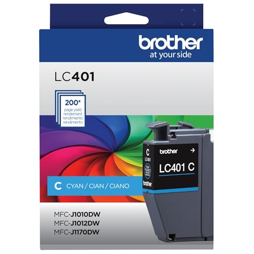 Image of Brother Genuine LC401C Standard-Yield Cyan Ink Cartridge