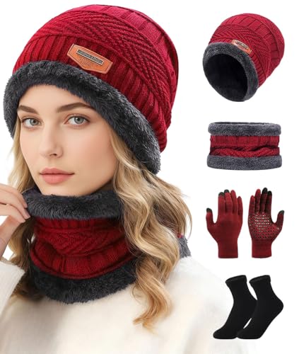 La Mejor Selección de Set de bufanda, gorro y guantes para Hombre favoritos de las personas. 43 GRACELAND KRAIN YOUNG Set de Gorro Invierno Bufanda y Guantes Tactiles y Calcetines Termica Térmico Invierno para Mujer/Hombre Gorros Frio Tejido de Punto y Bufandas Forrado de...