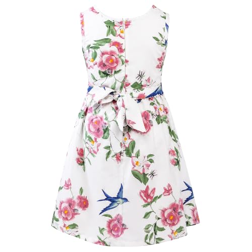 Image of Miss Lavish London Baby Girl Casual Dress Audrey Hepburn Style Kids Summer Party Sleeveless Dresses in Floral White, Size 3-4