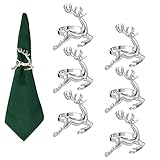 AW BRIDAL Easter Napkin Rings - Xmas Napkin Rings Silver Reindeer Napkin Rings Set of 6 for Holiday
