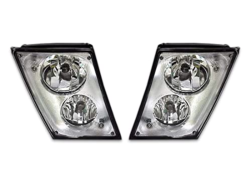 KOZAK compatible with Volvo VNL 2004-2017 Chrome Housing Semi Truck Bumper FOG LIGHT Pair SET Left Driver Side and Right Passenger Side for VNM VN VNL PLUS Logo Emblem and Kozak Vest