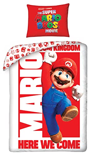 Funda Nórdica Mario Kart 140x200cm + Funda De Almohada - 100% Algodón, Diseño Oficial, Color Azul