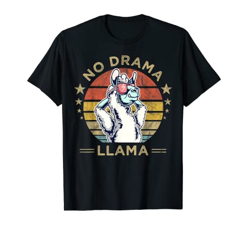 Divertido No Drama Llama Alpaca Retro Vintage No Problama Camiseta