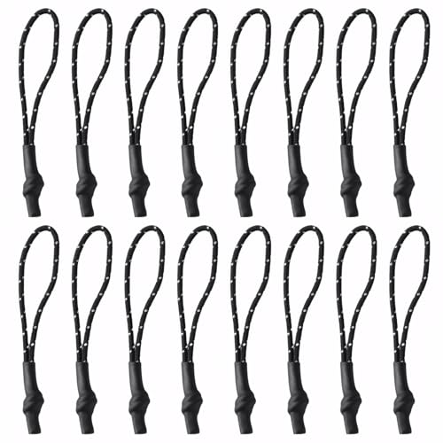 16PCS Zipper Pull Replacement, Backpack Tag Paracord Black Zipper Pull Tab for Bags Purses Clothes Backpacks - Repair Kits