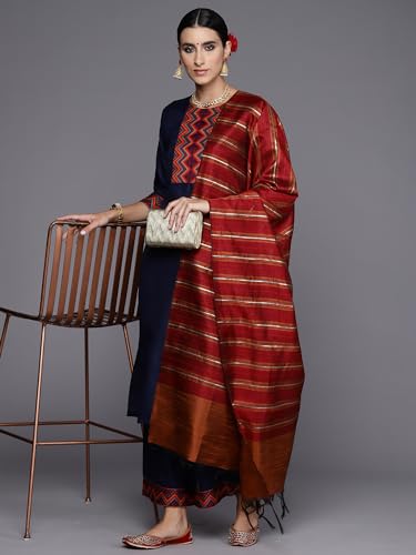 Image of INDO ERA Womens Cotton Kurta Palazzos With Dupatta Set
