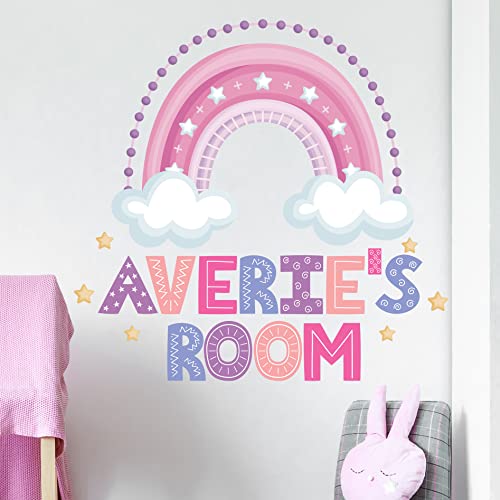 Vinilos decorativos arcoíris rosa para habitación de niña