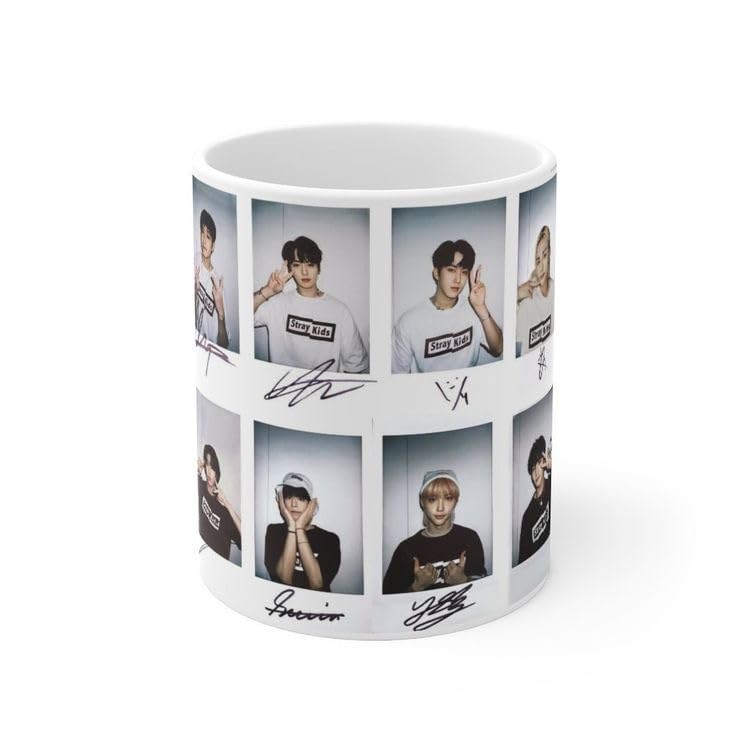 CRAFT MANIACS Stray Kids Collage Printed 330 ML White Designer Tea/Coffee Mug for Army | Microwave & Dishwasher Safe