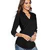 CEASIKERY-Womens-34-Sleeve-V-Neck-Tops-Casual-Tunic-Blouse-Loose-Shirt CEASIKERY Women's 3/4 Sleeve V Neck Tops Casual Tunic Blouse Loose Shirt