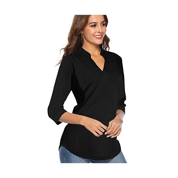 CEASIKERY-Womens-34-Sleeve-V-Neck-Tops-Casual-Tunic-Blouse-Loose-Shirt CEASIKERY Women's 3/4 Sleeve V Neck Tops Casual Tunic Blouse Loose Shirt