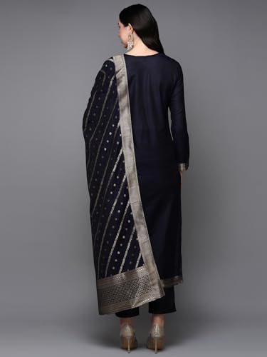 Image of Vaamsi Women's Chanderi Ethnic Motifs Woven Design Straight Kurta Pant With Dupatta With Cotton Inner