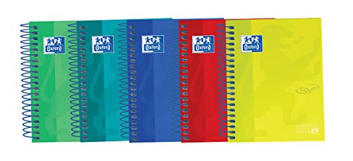 Oxford Touch - Pack de 5 cuadernos espiral de tapa extradura, 8º