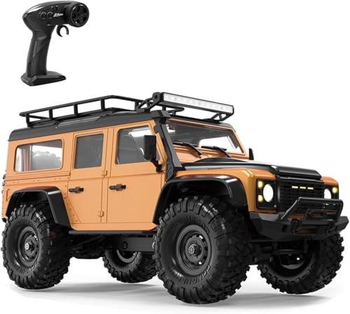 Image of RC Cars Remote Control Truck RC Rock Crawler 1:16 2.4G 4WD RTR All Terrain Hobby Off Road Truck Racing Vehicle Hobby Grade Model Yellow Vehicle with LED Lights 1 Batteries
