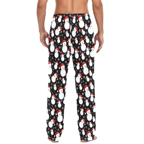 Christmas Snowman Hats Men's Pajamas Pants Cotton Sleep Bottoms Pants Lounge Sleepwear - S3