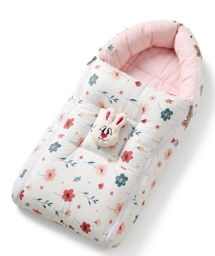 Image of VOIDROP Baby Sleeping Bag for New Born, Muslin Baby Sleeping Bag 0-6 Month for Infant, Washable & Foldable Cotton Design (Floral Print)