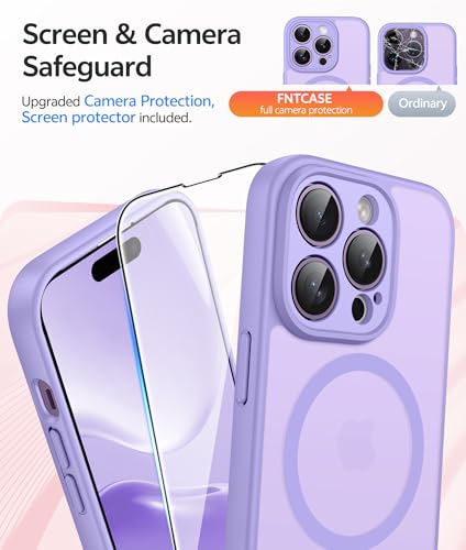 Image of FNTCASE for iPhone 14 Pro Case: [Compatible with Magsafe] Translucent Matte Cases with [Full Camera Protection] [Screen Protector] Military Grade Shockproof Protective Phone Cover - Light Purple