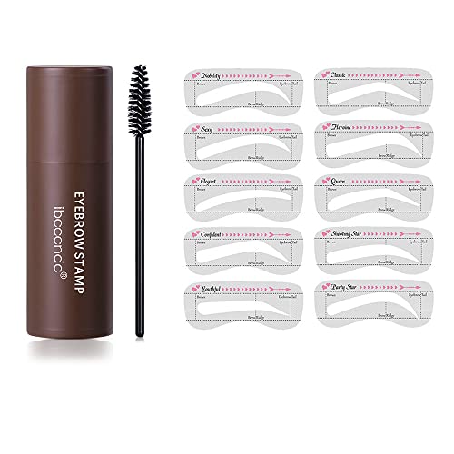 One Step Eyebrow Stamp Shaping Kit, with 10 Reusable Eyebrow Stencils, Eyebrow Pen Brush and Eyebrow Trimmer Long Lasting Buildable Eyebrow Makeup Tools (Dark Brown)