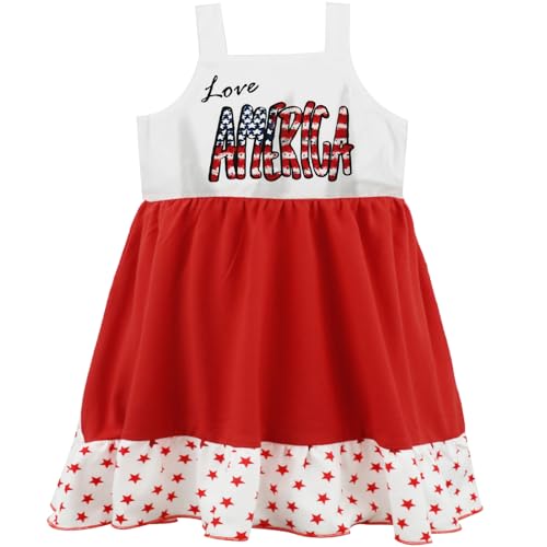 Toddler Girls 4th of July Dress Sleeveless Independence Day Outfit Baby American Flag Patriotic Dresses 2-7T