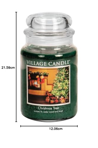 Village Candle クリスマスツリー 11オンス ガラス瓶入り 香り キャンドル Large (26 oz) グリーン 106026321
