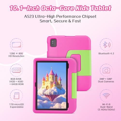 Image of 2025 Android 15 Tablet, 10 inch Kids Tablet, Tablets for Kids with Parental Control, Octa-Core CPU, 8GB+64GB Expandable to 1TB, HD Touchscreen, 5000mAh Battery