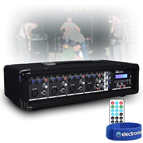 Power Dynamics PDM-C405A Bluetooth PA Mixer Amplifier – Portable 4 Channel 800W PA Mixer Amp with EQ, MP3 Player, USB/SD, Echo & Remote for DJ, Bands & Events