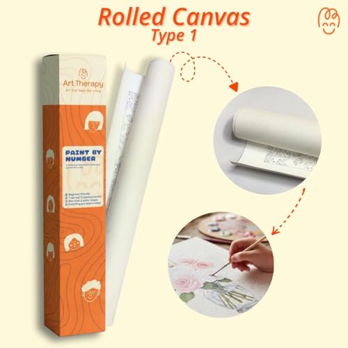 Image of Art Therapy Pcn24 Linen Canvas DIY Paint by Numbers Kit 15 x 20 Inch for with 2 Set of Acrylic Oil Painting Color Set with Brushes for Stress Relief & Home Decoration (Stillness of Sakura)
