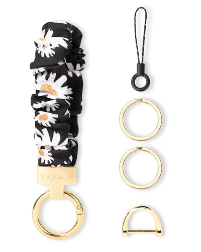 Image of WEESMILE Scrunchie Keychain Wristlet for Car Key Chain with D Key Ring