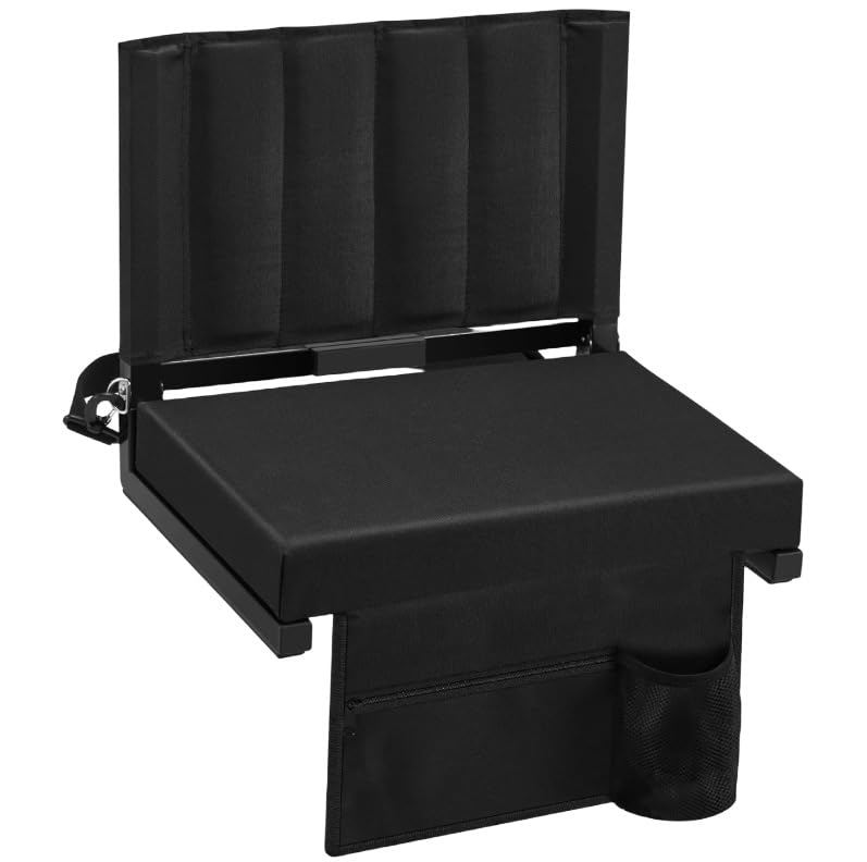 2025 New Grandstand Portable Stadium Seats for Bleachers or Benches,with Back and Cushion High Back Includes Shoulder Strap and Cup Holder and Carry Handle?Adjustable backrest Height?