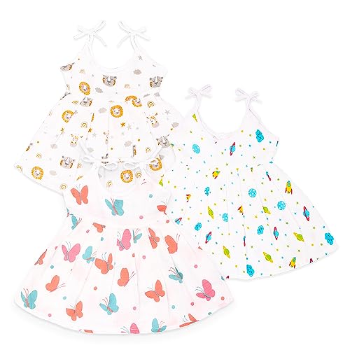 Image of Kidbea Extra Soft Mulmul Cotton Jhabla Frok for Baby Girls Set of 3 (3-6 Months) TSB