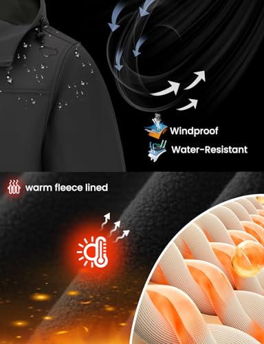 Rdruko Men's Winter Jackets Fleece Lined Hooded Water Resistant Insulated Windbreaker Softshell Jacket for Outdoor Hiking3