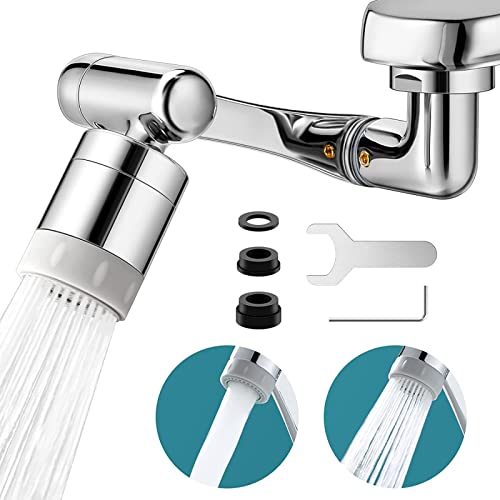 KKNE 1080° Swivel Tap Aerator, Tap Extender Adapter, Extension Tap Attachment with 2 Spray Functions, Rotating Faucet Extender Aerator, Universal Splash Faucet Spray, Suitable for Kitchen Bathroom