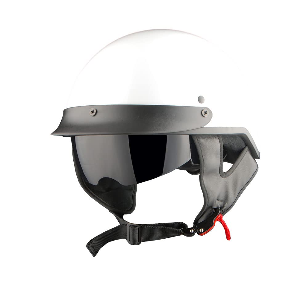 1Storm Motorcycle Half Face Helmet Mopeds Scooter Pilot with Retractable Inner Smoked Visor: HKY205V