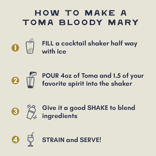 Toma Bloody Mary Mix, Premium Cocktail Mixers for Simple At-Home Hosting for Brunch and Events, All-Natural, Gluten Free, Vegan, No Added Preservatives, PICANTE/CLASICO 32oz (Spicy/Medium), Pack of 2
