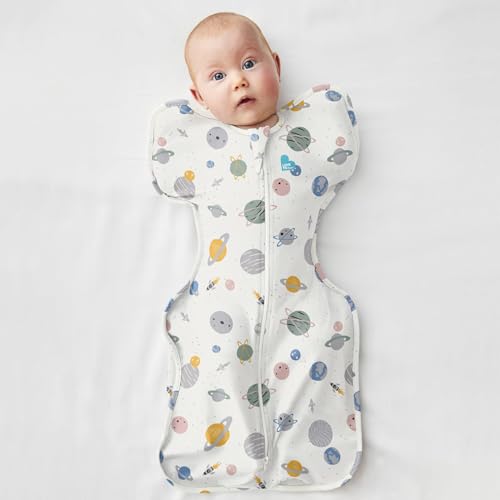 Image of Love to Dream Swaddle UP, Baby Sleep Sack, Twin Zipper For Easy Diaper Changes, Arms UP Position, Hip-Healthy, Lightweight & Breathable, Sleeping Bag, Moderates Ideal Temps, 24-27C 3-6 M, Space White