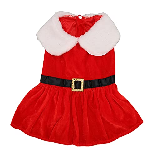 Christmas Dog Dress, Santa Claus Pet Clothes Dog Velvet Skirt Dog Christmas Outfit Winter Coats Red Skirt Suit for Small Dogs Cats(L)