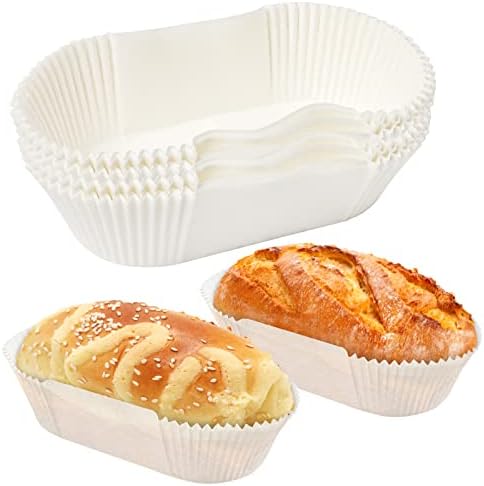 'NEWJINXIN 40 Pcs White Baking Cupcakes Baking Mat Baking Cups Oval Cake Paper for Baking Bread Muffins Cupcakes