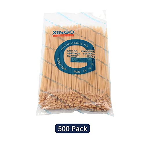 XINGO Gold Cable Ties Pack of 500, 300mm x 3.6mm,Premium Nylon Durable Zip Ties - Image 2