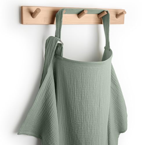 Image of Comfy Cubs Muslin Nursing Cover, Pack of 1, 100% Muslin Breastfeeding Cover - Soft & Breathable Baby Nursing Scarf with Adjustable Neck Strap - Portable, Lightweight & Privacy Coverage - Fern