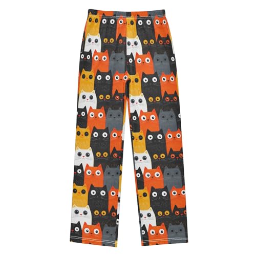 Colorful Cute Cat 4 Long Pajama Pants Bottoms Soft Sleepwear with Pockets