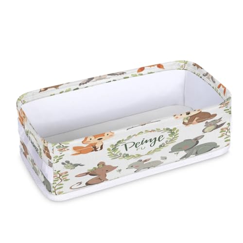 Tablerazzi Toilet Tank Topper Paper Basket with Handle, Cute Animals Bathroom Storage Basket for Organizing, Rabbit Fox Bird Small Fabric Storage Bins for Bathroom Decor