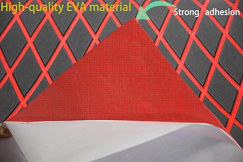 Image of Boat Flooring Eva Foam Decking Marine Non-Slip Self-Adhesive Flooring for Motorboat Fishing Boat RV Yacht Kayak Swimming Pool 86.6 inchX37.4 inch (Dark Grey and Red Diamond Seamlines)