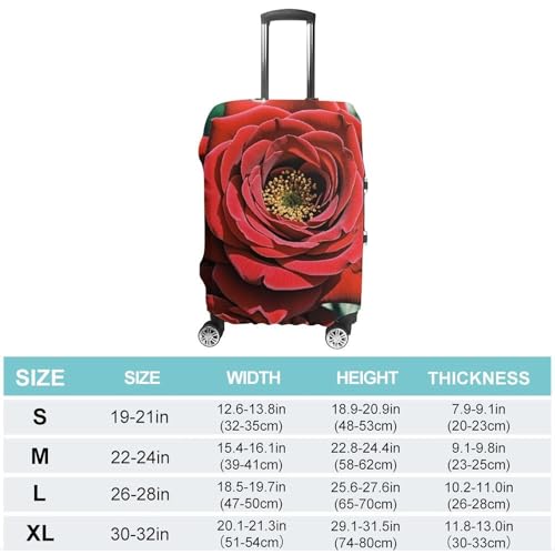 Red Rose Photo Printed Luggage Cover Protector, Fits 18-32 Inch Luggage2