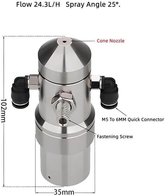 304 Stainless Steel Fluid Spray Air Atomization Nozzle Anti-Drip Air Atomizing Nozzle Corrugated Cardboard Humidification Nozzle (Cone Nozzle)