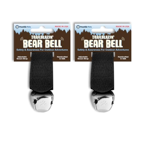 Trailblazin Bear Bells for Dogs 2 Pack Dog Collar Bells for Hiking Adjustable Secure Fit Off-Leash Tracking Wildlife Alert Made in USA (Black Small 1.00 Bell)