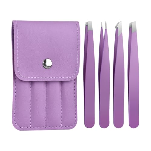 Pinzas para grupos de pestañas – Aplicador con punta inclinada de acero – Pinza para cejas y pelo encarnado | para volumen en cara, nariz, uso doméstico, viajes, artistas, hombre