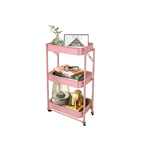 Chariot de Service Desserte, Chariot de Cuisine avec Panier de Rangement à 3 Tablettes, Chariot de Rangement à roulettes, Convient pour Salle de Bain, Cuisine, Bureau, Bibliothèque Cover