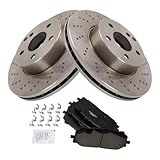 TRQ Front Brake Pad and Rotor Set Ceramic Compatible with 2017-2018 Audi Q7 2018-2021 S4 S5 S5 Sportback SQ5 2020-2021 Q5 PHEV
