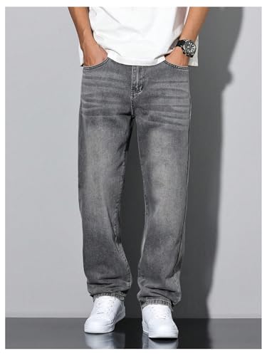 Verdusa Men's Wide Leg Denim Pants Casual Loose Fit Long Jeans with Pockets4