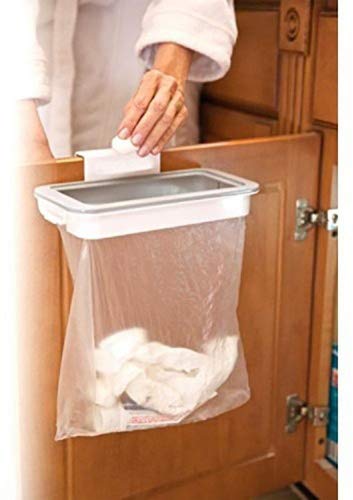 Over The Cabinet Door Garbage Holder Wastebaskets Trash Rack Cupboard Storage Hanger Waste Bins Basket Hanging Trash Can Rubbish Rack Portable Hanging Organiser Trash Bag Holder with Lid